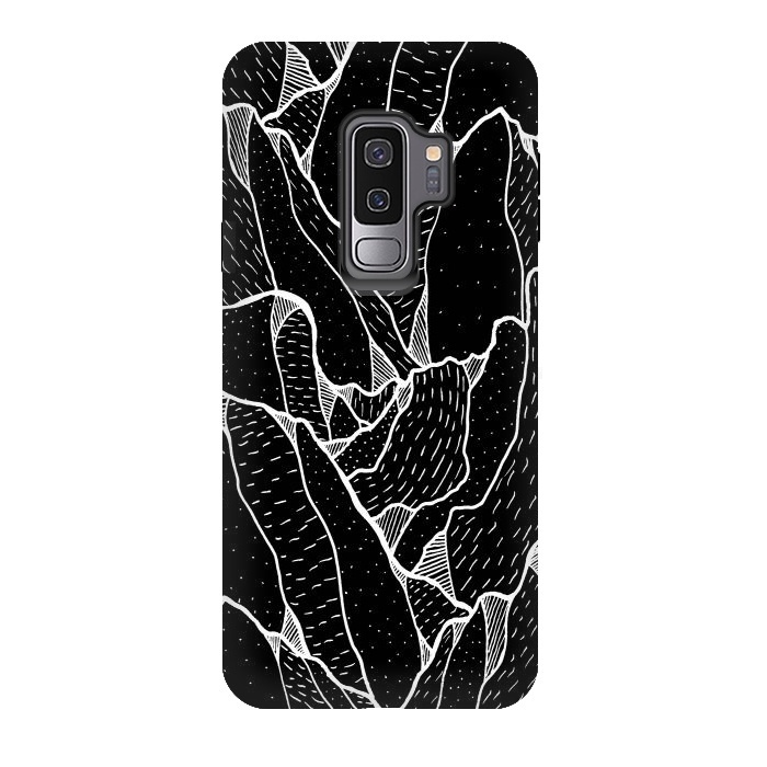 Galaxy S9 plus StrongFit Black and white pattern hills by Steve Wade (Swade)