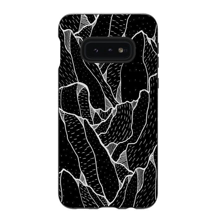 Galaxy S10e StrongFit Black and white pattern hills by Steve Wade (Swade)