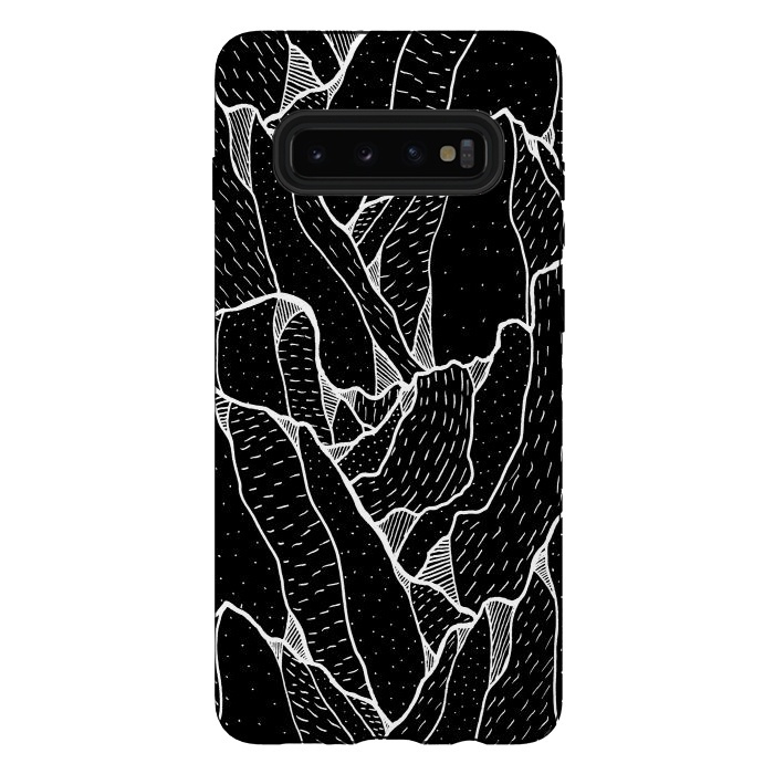 Galaxy S10 plus StrongFit Black and white pattern hills by Steve Wade (Swade)