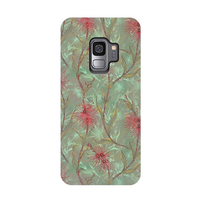 Galaxy S9 StrongFit Red Gum Flower by Lotti Brown