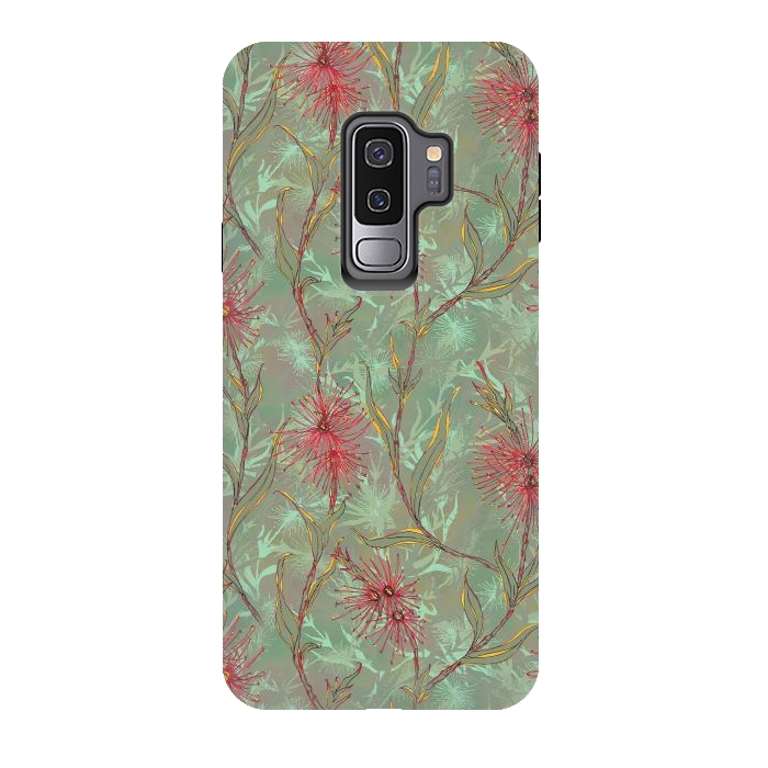 Galaxy S9 plus StrongFit Red Gum Flower by Lotti Brown