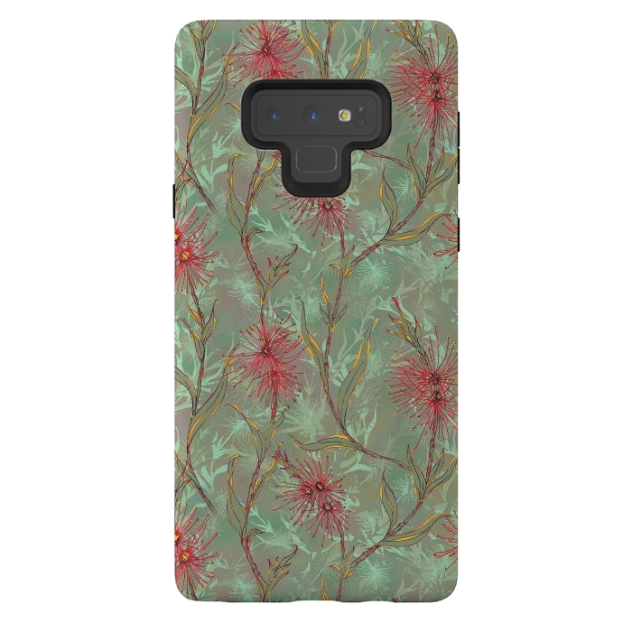 Galaxy Note 9 StrongFit Red Gum Flower by Lotti Brown
