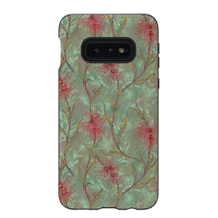 Galaxy S10e StrongFit Red Gum Flower by Lotti Brown