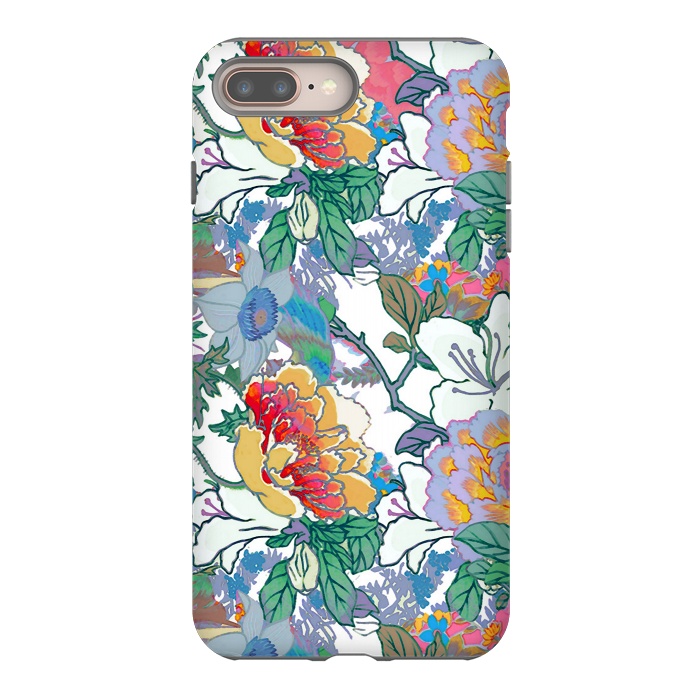 iPhone 7 plus StrongFit Colorful line art flowers pattern by Oana 
