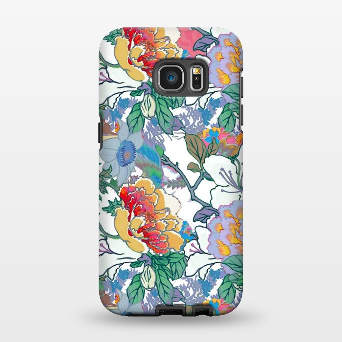 Galaxy S7 EDGE StrongFit Colorful line art flowers pattern by Oana 