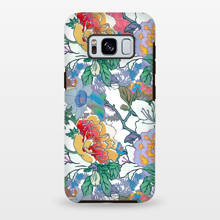 Galaxy S8 plus StrongFit Colorful line art flowers pattern by Oana 