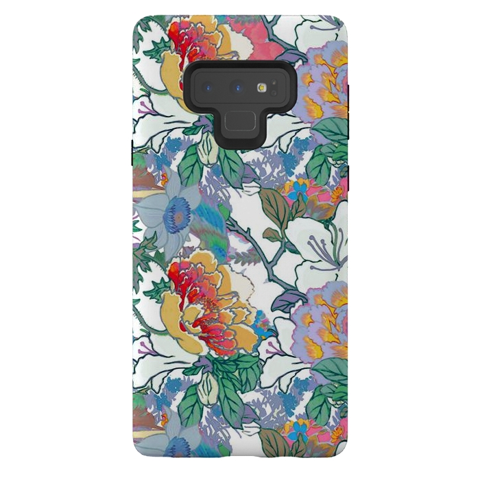 Galaxy Note 9 StrongFit Colorful line art flowers pattern by Oana 