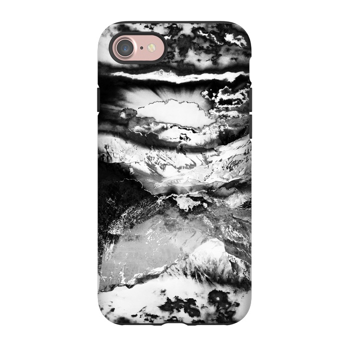 iPhone 7 StrongFit Black and white mountain landscape at dawn  by Oana 