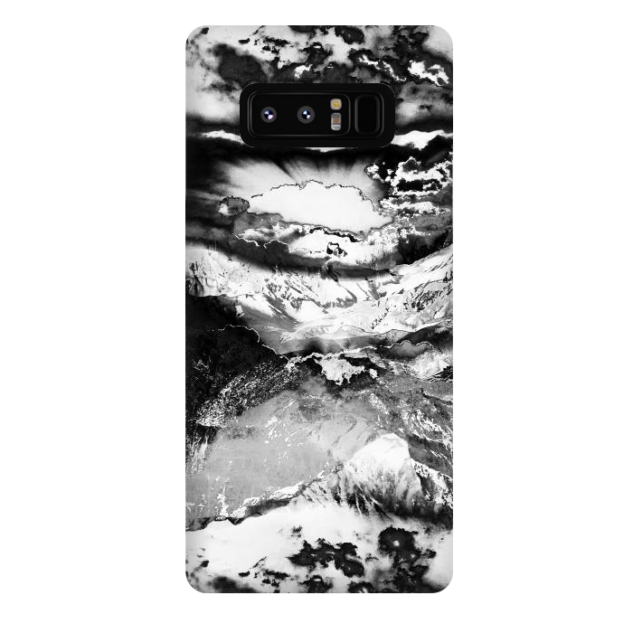 Galaxy Note 8 StrongFit Black and white mountain landscape at dawn  by Oana 