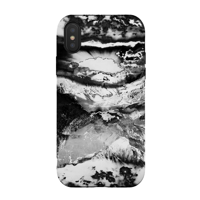 iPhone Xs / X StrongFit Black and white mountain landscape at dawn  by Oana 