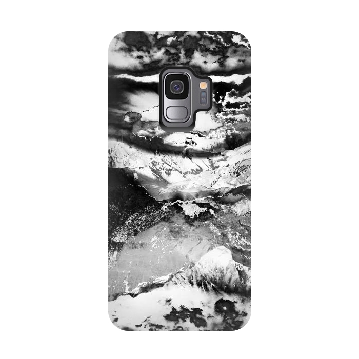 Galaxy S9 StrongFit Black and white mountain landscape at dawn  by Oana 