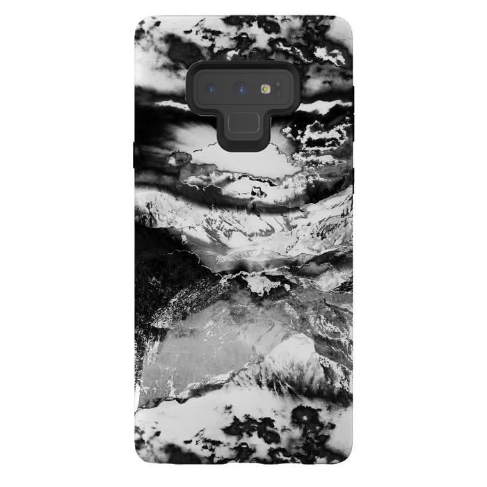 Galaxy Note 9 StrongFit Black and white mountain landscape at dawn  by Oana 