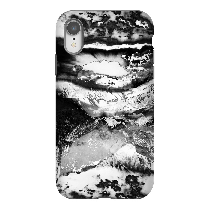 iPhone Xr StrongFit Black and white mountain landscape at dawn  by Oana 