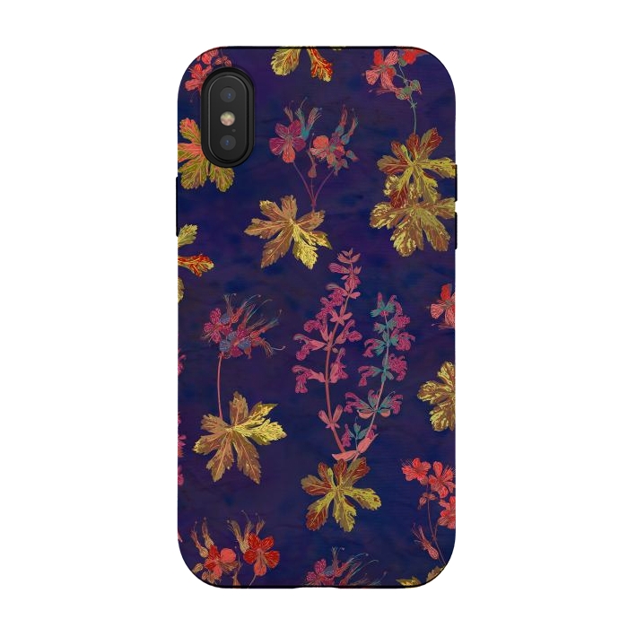 iPhone Xs / X StrongFit Blue Geraniums by Lotti Brown