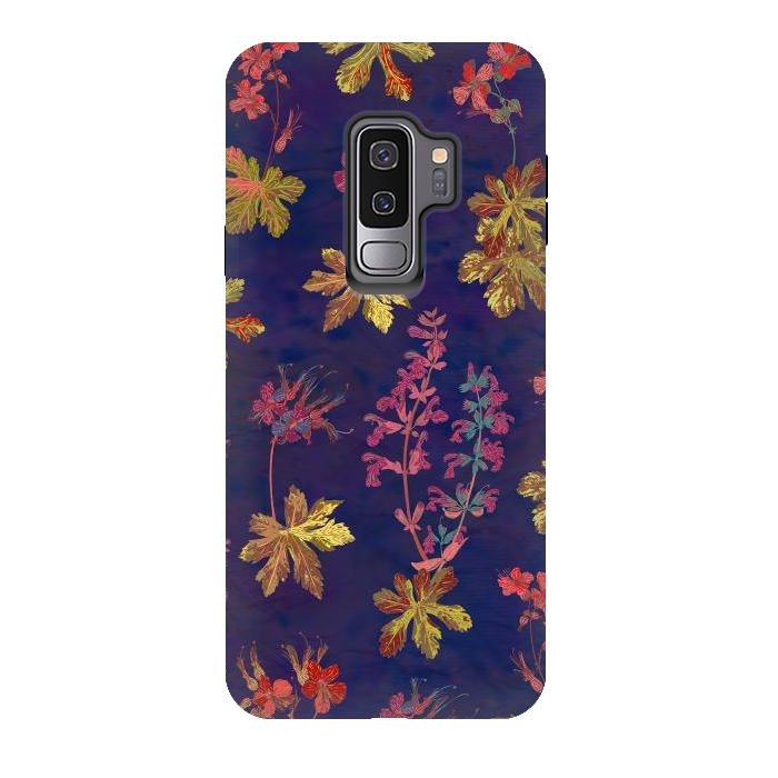 Galaxy S9 plus StrongFit Blue Geraniums by Lotti Brown