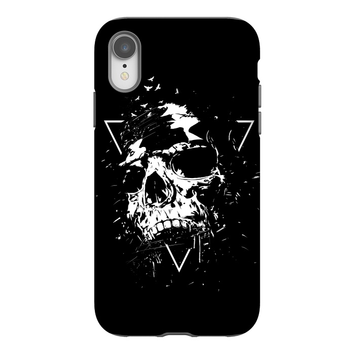 iPhone Xr StrongFit Skull X (bw) by Balazs Solti