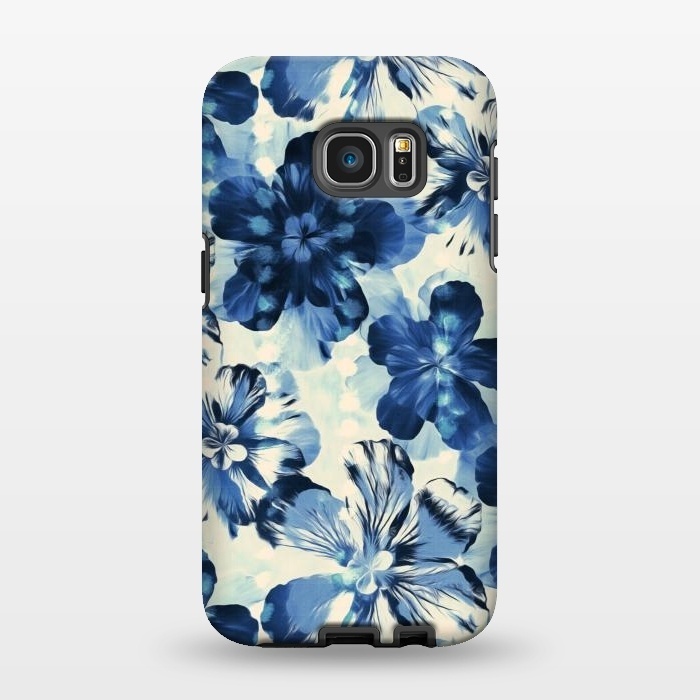 Galaxy S7 EDGE StrongFit Indigo Blue Floral by Micklyn Le Feuvre