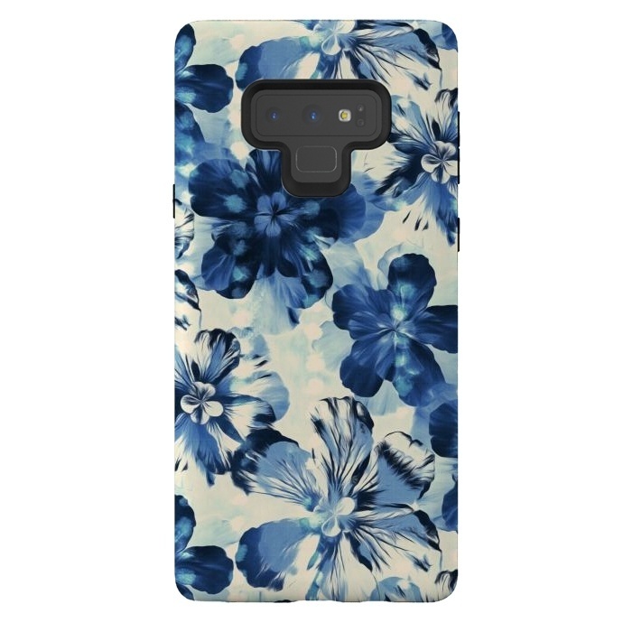 Galaxy Note 9 StrongFit Indigo Blue Floral by Micklyn Le Feuvre
