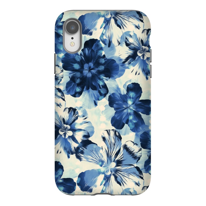 iPhone Xr StrongFit Indigo Blue Floral by Micklyn Le Feuvre