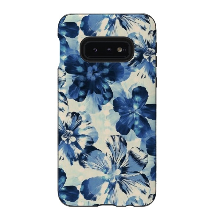 Galaxy S10e StrongFit Indigo Blue Floral by Micklyn Le Feuvre