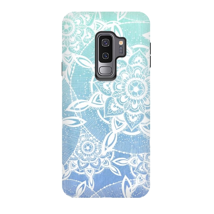 Galaxy S9 plus StrongFit Blue Mandala Fade by Rose Halsey