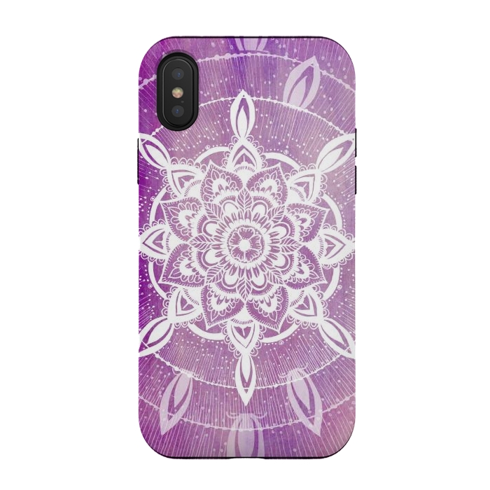 iPhone Xs / X StrongFit Purple galaxy mandala by Rose Halsey