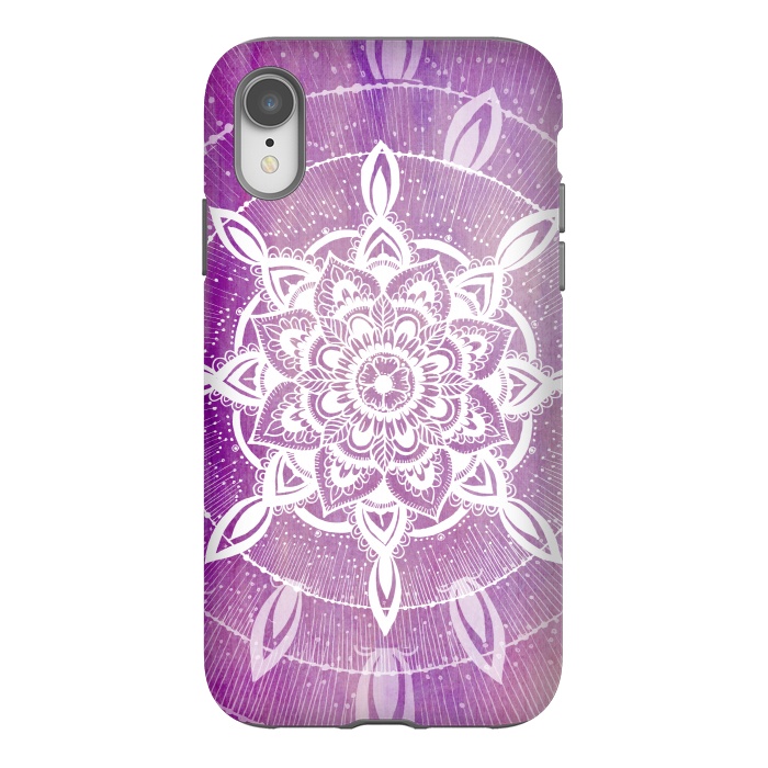 iPhone Xr StrongFit Purple galaxy mandala by Rose Halsey