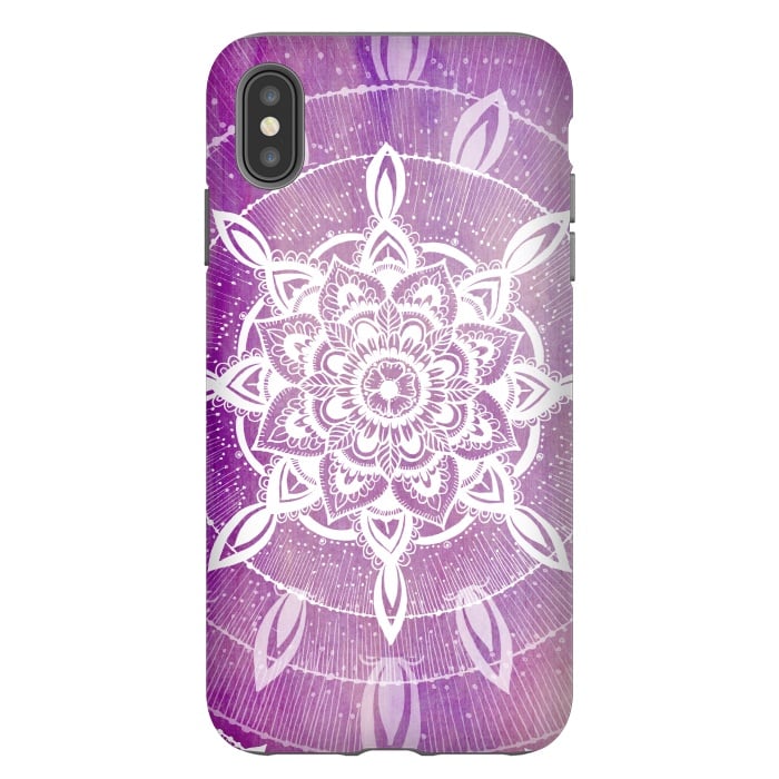 iPhone Xs Max StrongFit Purple galaxy mandala by Rose Halsey