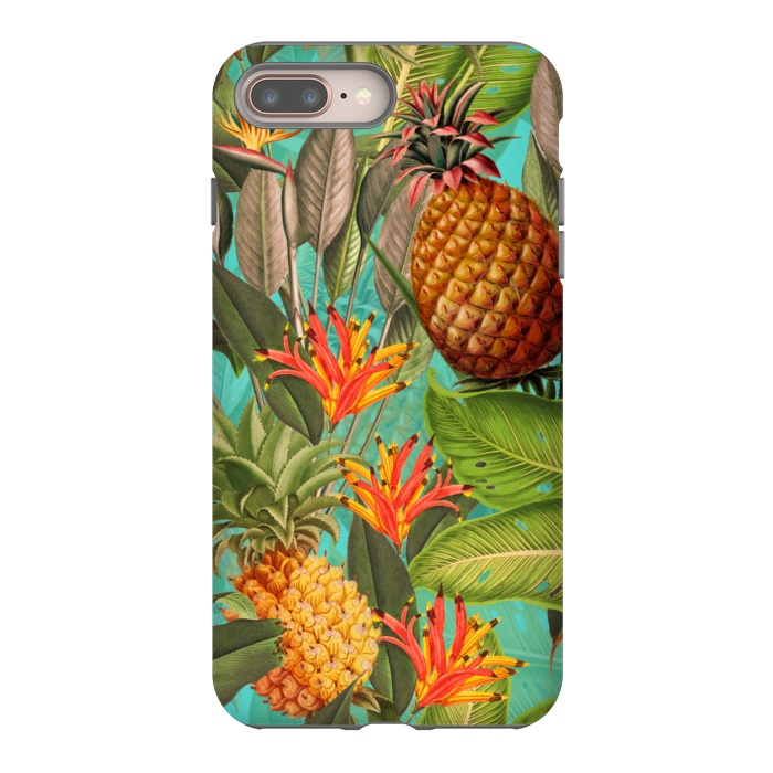 iPhone 7 plus StrongFit Teal Pineapple Jungle Garden by  Utart
