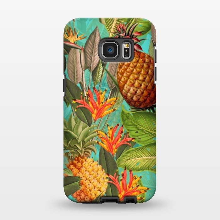 Galaxy S7 EDGE StrongFit Teal Pineapple Jungle Garden by  Utart