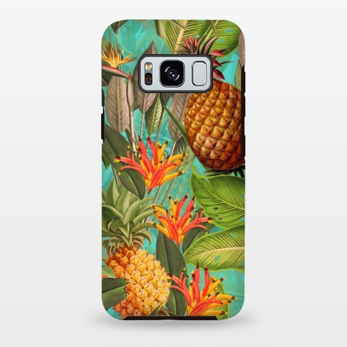 Galaxy S8 plus StrongFit Teal Pineapple Jungle Garden by  Utart