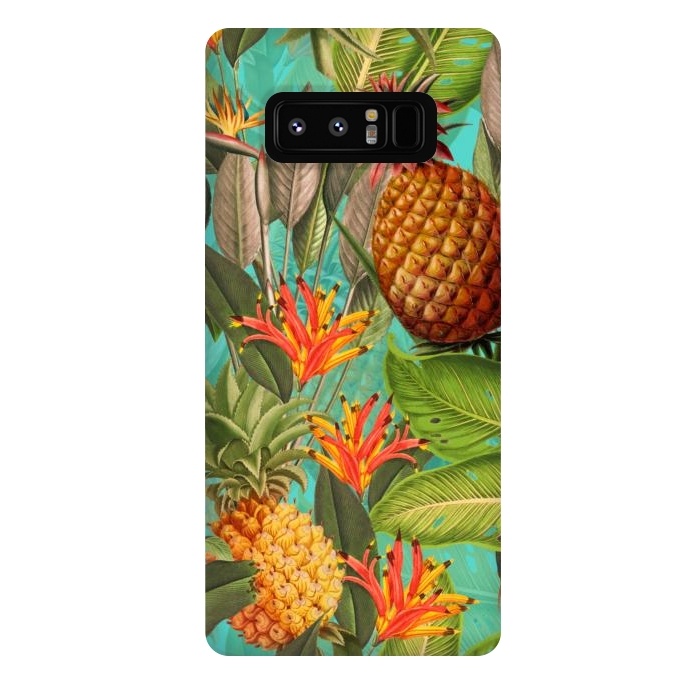 Galaxy Note 8 StrongFit Teal Pineapple Jungle Garden by  Utart