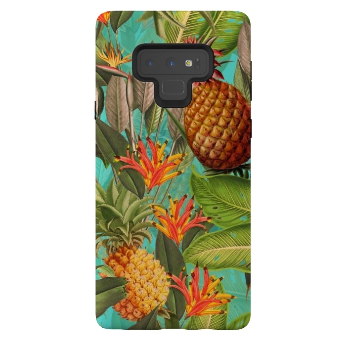 Galaxy Note 9 StrongFit Teal Pineapple Jungle Garden by  Utart