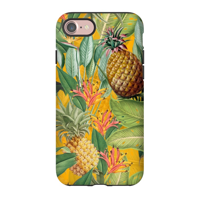 iPhone 7 StrongFit Yellow Tropical Pinapple Jungle Garden by  Utart