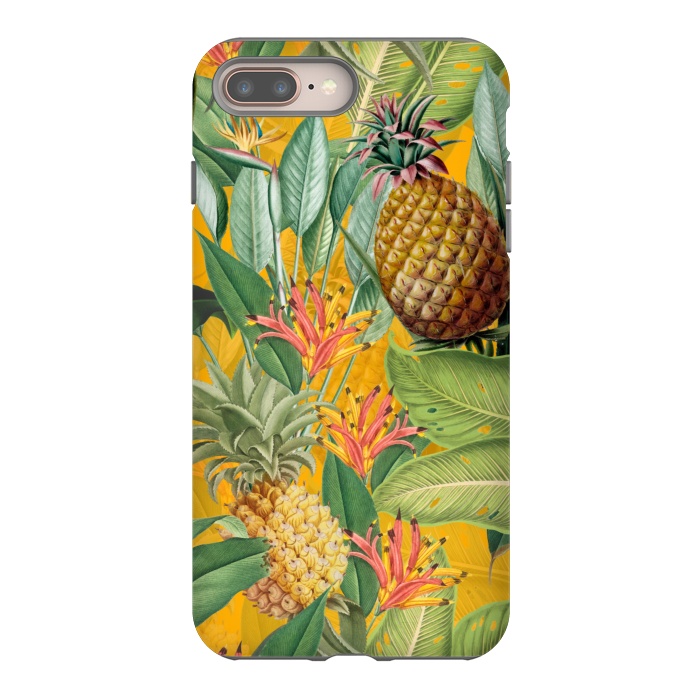 iPhone 7 plus StrongFit Yellow Tropical Pinapple Jungle Garden by  Utart