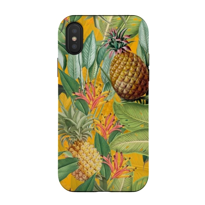 iPhone Xs / X StrongFit Yellow Tropical Pinapple Jungle Garden by  Utart