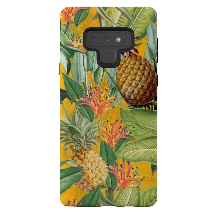 Galaxy Note 9 StrongFit Yellow Tropical Pinapple Jungle Garden by  Utart