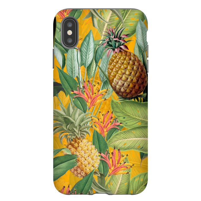 iPhone Xs Max StrongFit Yellow Tropical Pinapple Jungle Garden by  Utart
