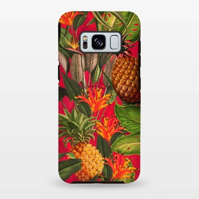 Galaxy S8 plus StrongFit Red Tropical Pineapple Jungle Garden by  Utart