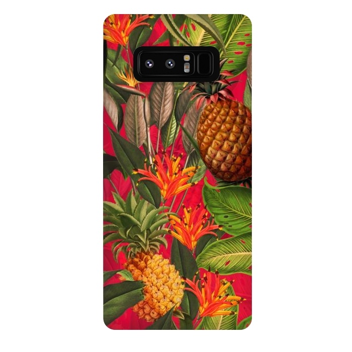 Galaxy Note 8 StrongFit Red Tropical Pineapple Jungle Garden by  Utart