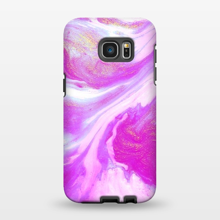 Galaxy S7 EDGE StrongFit Pink and Gold Shimmer Abstract by Ashley Camille