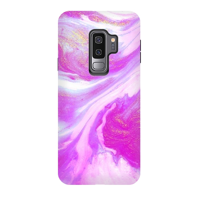 Galaxy S9 plus StrongFit Pink and Gold Shimmer Abstract by Ashley Camille