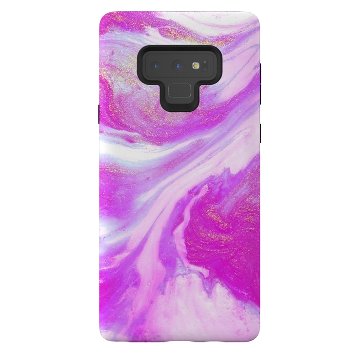 Galaxy Note 9 StrongFit Pink and Gold Shimmer Abstract by Ashley Camille