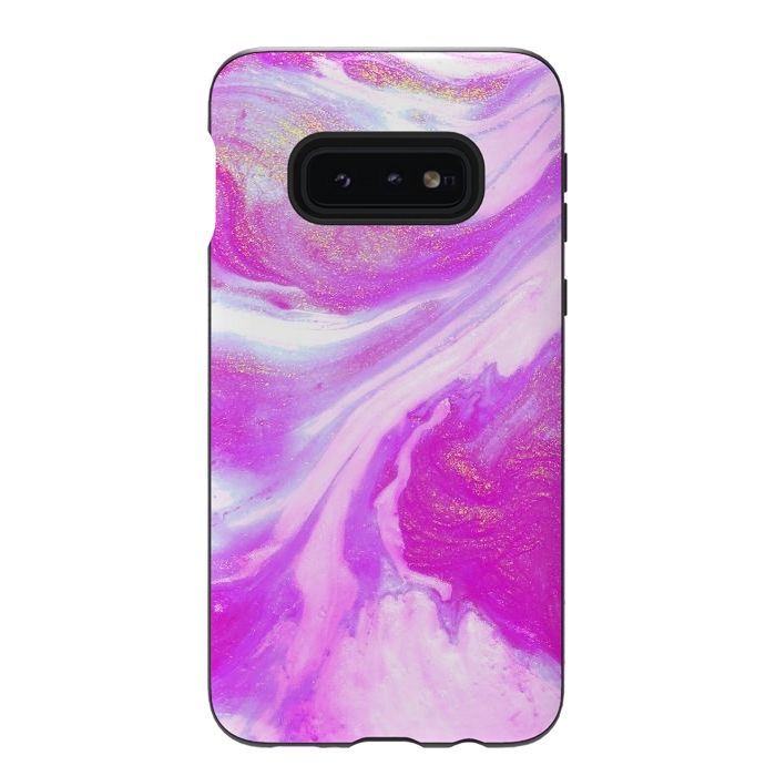 Galaxy S10e StrongFit Pink and Gold Shimmer Abstract by Ashley Camille
