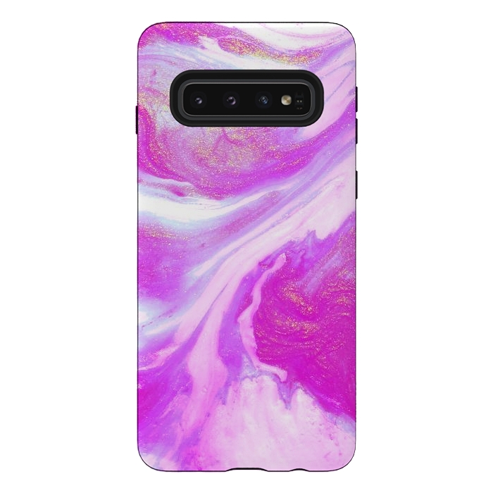 Galaxy S10 StrongFit Pink and Gold Shimmer Abstract by Ashley Camille