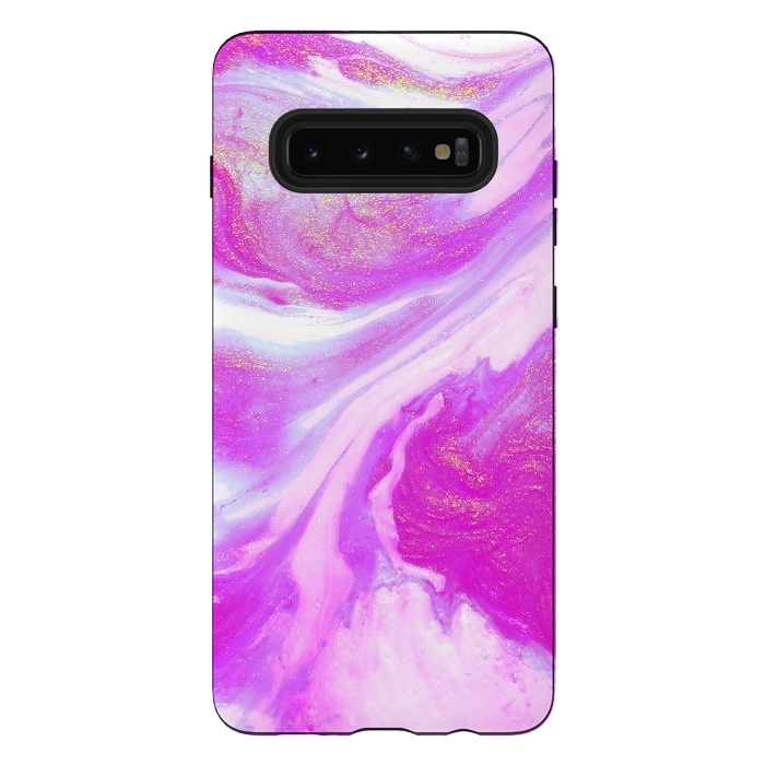 Galaxy S10 plus StrongFit Pink and Gold Shimmer Abstract by Ashley Camille