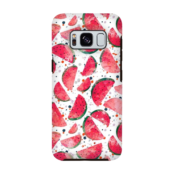 Galaxy S8 StrongFit Splattered watermelons playful pattern by Oana 