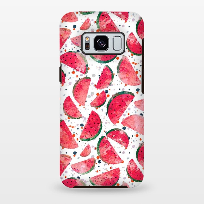 Galaxy S8 plus StrongFit Splattered watermelons playful pattern by Oana 