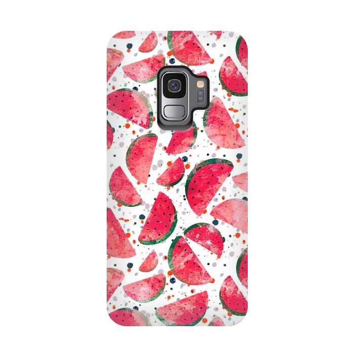 Galaxy S9 StrongFit Splattered watermelons playful pattern by Oana 