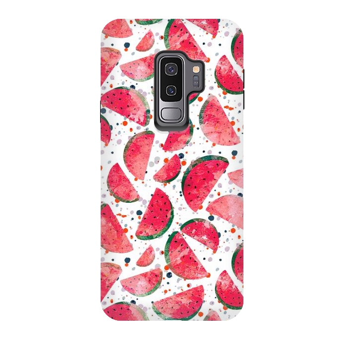 Galaxy S9 plus StrongFit Splattered watermelons playful pattern by Oana 
